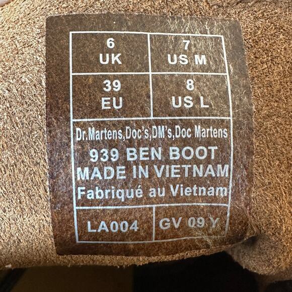 NEW Dr. Martens 939 Ben Crazy Horse Leather Ankle Boot M 7 / W 8 / EU 39 - Picture 4 of 7